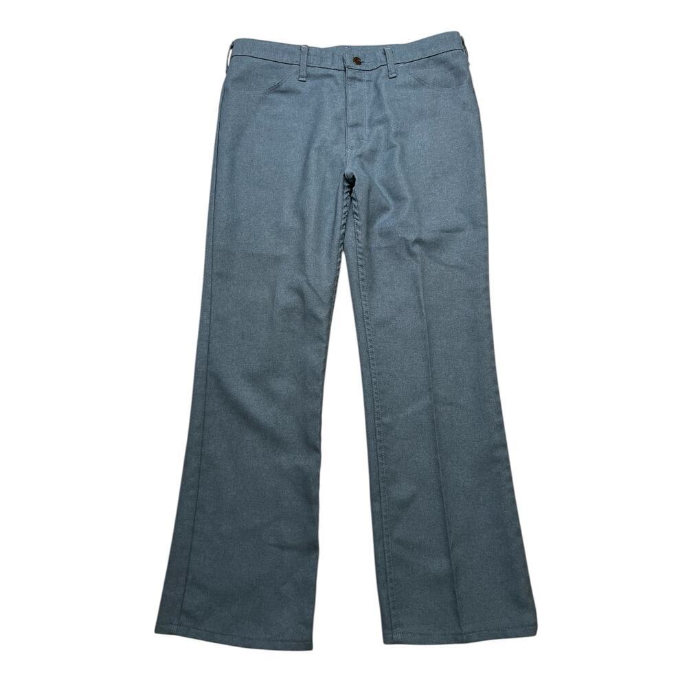 Vintage 80s Wrangler Work Pants 36x30 (34x29)Made in USA Blue Herringbone Flare